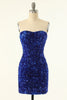 Load image into Gallery viewer, Royal Blue Sweetheart Sequins Tight Graduation Dress