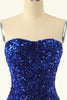 Load image into Gallery viewer, Royal Blue Sweetheart Sequins Tight Graduation Dress