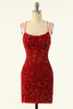 Load image into Gallery viewer, Red Sequins Tight Short Graduation Dress