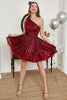 Load image into Gallery viewer, One Shoulder Sequin A-line Short Prom Dress