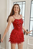 Load image into Gallery viewer, Red Sequin Fitted Homecoming Dress with Fringes