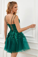 Load image into Gallery viewer, Dark Green Lace-Up A-Line Graduation Dress