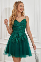Load image into Gallery viewer, Dark Green Lace-Up A-Line Graduation Dress