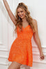 Load image into Gallery viewer, Orange Lace-Up Sequins Graduation Dress