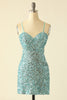 Load image into Gallery viewer, Blue Open Back Sequin Glitter Graduation Dress