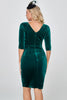 Load image into Gallery viewer, Dark Green V-Neck Velvet Party Dress with Sleeves