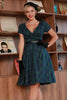 Load image into Gallery viewer, Dark Green Short Sleeves 1950s Plaid Dress