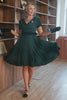 Load image into Gallery viewer, Dark Green V-Neck 1950s Plaid Swing Dress