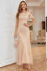 Load image into Gallery viewer, Blush Short Sleeves Sheath Wedding Party Dress