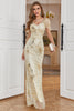 Load image into Gallery viewer, Golden Sparkly Beaded Wedding Party Dress