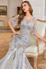 Load image into Gallery viewer, Grey Mermaid Sparkly Beaded Sequins Wedding Party Dress