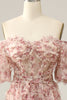 Load image into Gallery viewer, Ivory Red Flower Off The Shoulder Prom Dress