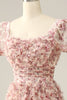 Load image into Gallery viewer, Ivory Red Flower Square Neck Prom Dress