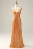 Load image into Gallery viewer, Orange Sequined Backless Mermaid Prom Dress
