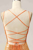 Load image into Gallery viewer, Orange Sequined Backless Mermaid Prom Dress