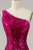 Load image into Gallery viewer, One Shoulder Sequin Mermaid Prom Dress