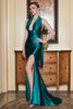 Load image into Gallery viewer, Mermaid Halter Neck Dark Green Long Prom Dress with Keyhole