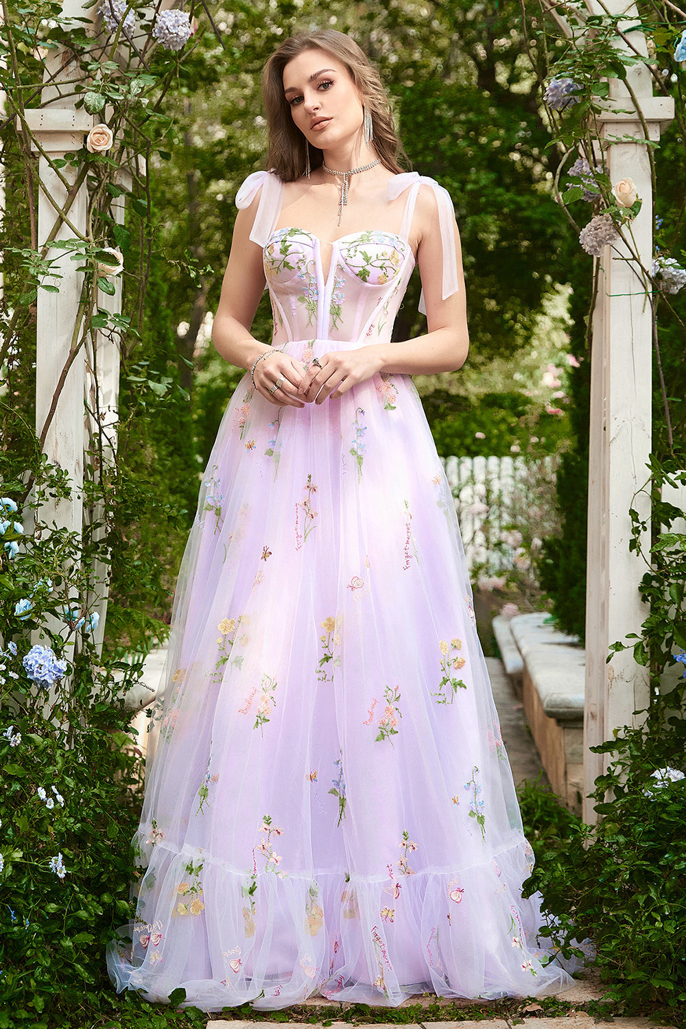 Zapaka Women Lilac Embroidery Corset Long Prom Dress A-Line Formal Party Dress ZAPAKA UK Zapaka Women Lilac Embroidery Corset Long Prom Dress A-Line Formal Party Dress ZAPAKA UK