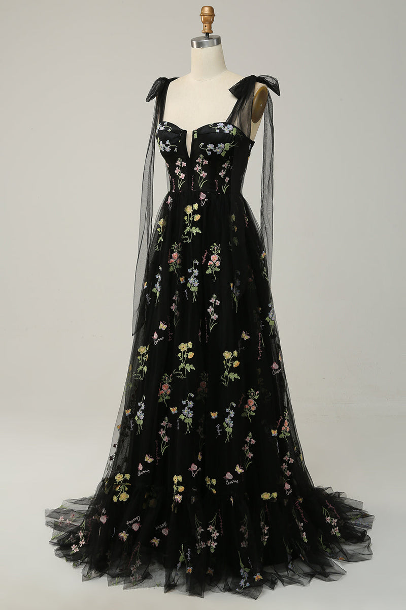 Load image into Gallery viewer, Green Embroidery Corset Long Prom Dress