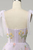 Load image into Gallery viewer, Lilac Embroidery Corset Long Prom Dress