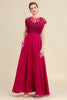 Load image into Gallery viewer, Burgundy A-Line Chiffon Mother of the Bride Dress with Lace