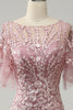 Load image into Gallery viewer, Grey Pink Mermaid Tulle Mother of the Bride Dress with Lace