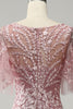 Load image into Gallery viewer, Grey Pink Mermaid Tulle Mother of the Bride Dress with Lace