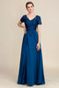 Load image into Gallery viewer, Blue A Line Mother of Bride Dress with Appliques