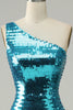 Load image into Gallery viewer, Sparkly Blue Sequins One Shoulder Long Prom Dress with Slit