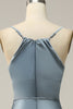 Load image into Gallery viewer, Spaghetti Straps Satin Blue Bridesmaid Dress