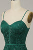 Load image into Gallery viewer, Dark Green Lace Spaghetti Straps Corset Prom Dress