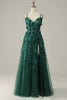 Load image into Gallery viewer, Dark Green A Line Tulle Prom Dress with Slit