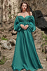 Load image into Gallery viewer, A Line Sweetheart Dark Green Long Prom Dress with Long Sleeves