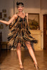 Load image into Gallery viewer, Spaghetti Straps Black Golden 1920s Dress with Fringes