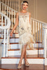 Load image into Gallery viewer, Fringed Champagne Roaring 20s Great Gatsby Dress for Party