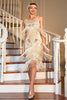 Load image into Gallery viewer, Fringed Champagne Roaring 20s Great Gatsby Dress for Party