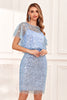 Load image into Gallery viewer, Sheath Jewel Neck Grey Blue Sequins Wedding Guest Dress