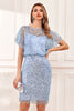 Load image into Gallery viewer, Sheath Jewel Neck Grey Blue Sequins Wedding Guest Dress