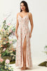 Load image into Gallery viewer, Blush Floral Chiffon Long Bridesmaid Dress with Slit