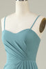 Load image into Gallery viewer, Green Draped Long Chiffon Bridesmaid Dress