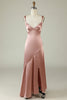 Load image into Gallery viewer, Blush Asymmetrical Bridesmaid Dress with Slit