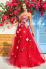 Load image into Gallery viewer, A Line Spaghetti Straps Burgundy Long Prom Dress with Appliques