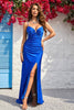 Load image into Gallery viewer, Mermaid Spaghetti Straps Royal Blue Long Prom Dress with Split Front
