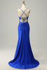 Load image into Gallery viewer, Mermaid Spaghetti Straps Royal Blue Long Prom Dress with Beading