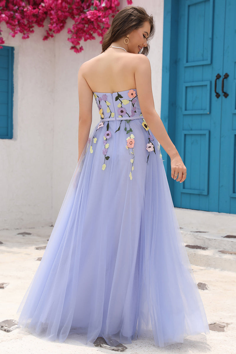 Load image into Gallery viewer, Lavender A Line Sweetheart Prom Dress with Appliques