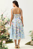 Load image into Gallery viewer, Cute A Line Spaghetti Straps Blue Tea Length Prom Dress with 3D Flowers