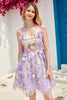 Load image into Gallery viewer, Purple Cute Corset Homecoming Dress with 3D Flowers