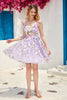 Load image into Gallery viewer, Purple Cute Corset Homecoming Dress with 3D Flowers
