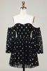 Load image into Gallery viewer, A Line Off the Shoulder Black Stars Short Homecoming Dress