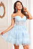 Load image into Gallery viewer, Princess A Line White Corset Tiered Short Homecoming Dress with Lace